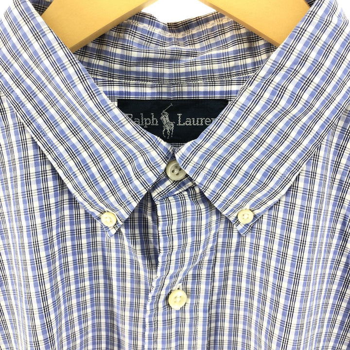 Ralph Lauren YARMOUTH Long Sleeve Button Down Check Shirt Men's XL cotton Blue type light blue Vintage Second Hand