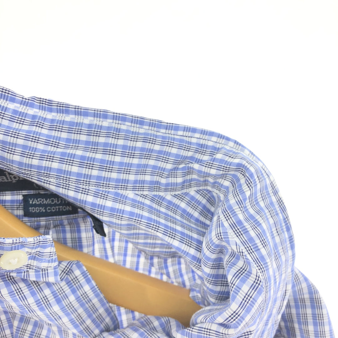 Ralph Lauren YARMOUTH Long Sleeve Button Down Check Shirt Men's XL cotton Blue type light blue Vintage Second Hand