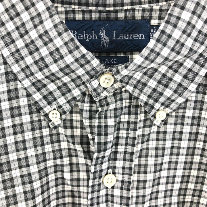 Ralph Lauren BLAKE long sleeve button down check shirt, men's size L cotton pale white type Vintage Second Hand