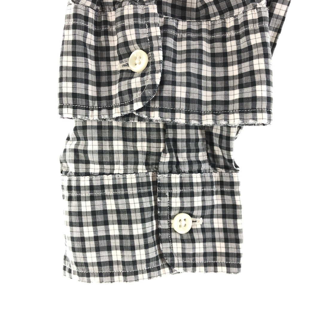 Ralph Lauren BLAKE long sleeve button down check shirt, men's size L cotton pale white type Vintage Second Hand