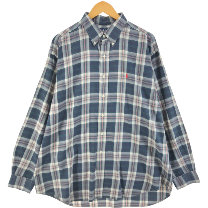 Ralph Lauren Classic Fit Long Sleeve Button Down Check Shirt Men's XL unclear navy blue type Vintage Second Hand