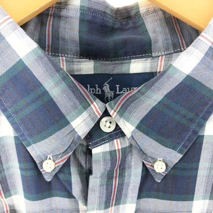 Ralph Lauren Classic Fit Long Sleeve Button Down Check Shirt Men's XL unclear navy blue type Vintage Second Hand