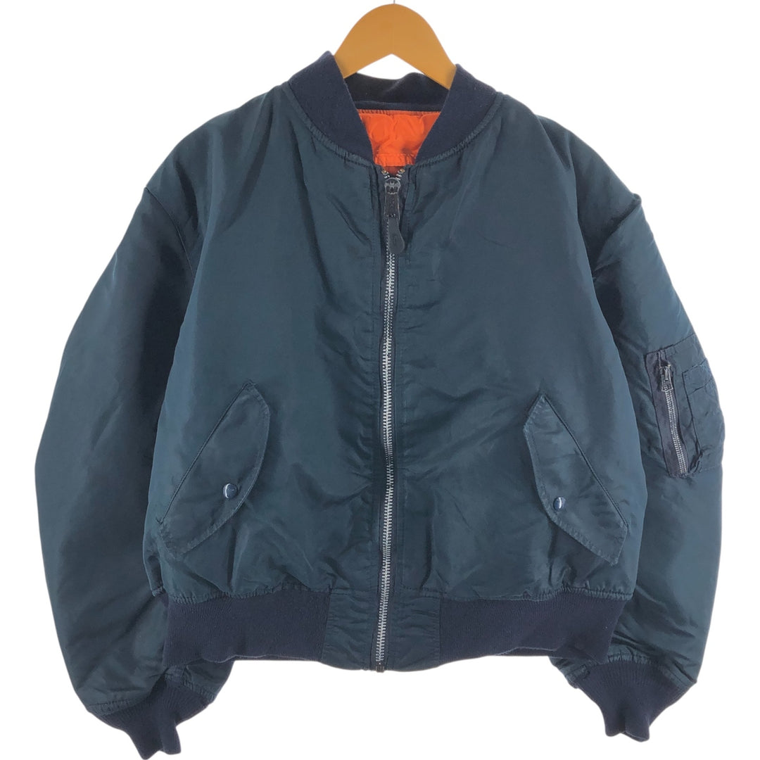 Civilian Alpha MA-1 Type Military Flight Jacket Made in USA Men's XL Nylon navy blue type Vintage Second Hand