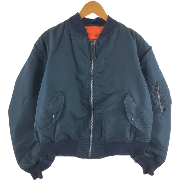 Civilian Alpha MA-1 Type Military Flight Jacket Made in USA Men's XL Nylon navy blue type Vintage Second Hand