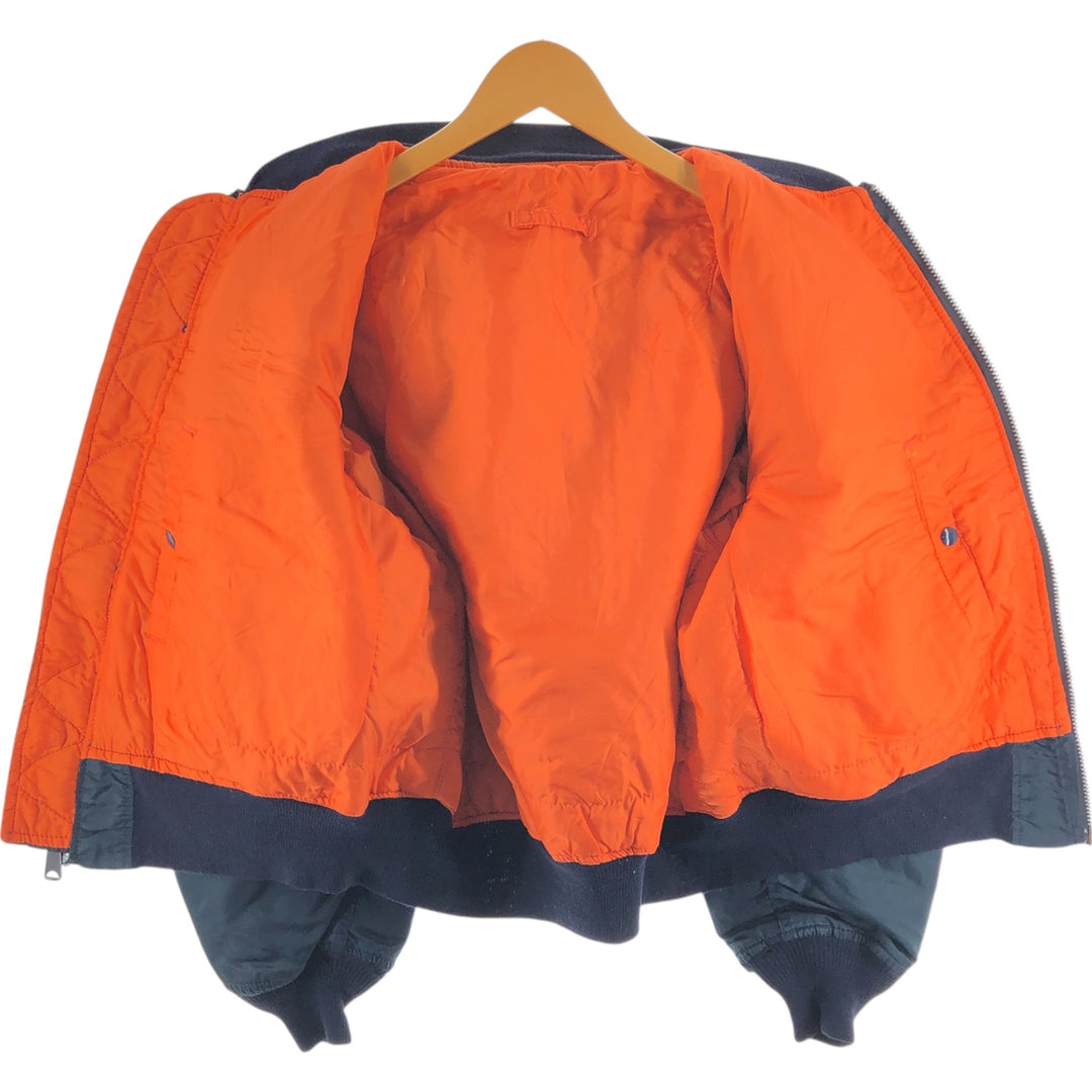 Civilian Alpha MA-1 Type Military Flight Jacket Made in USA Men's XL Nylon navy blue type Vintage Second Hand
