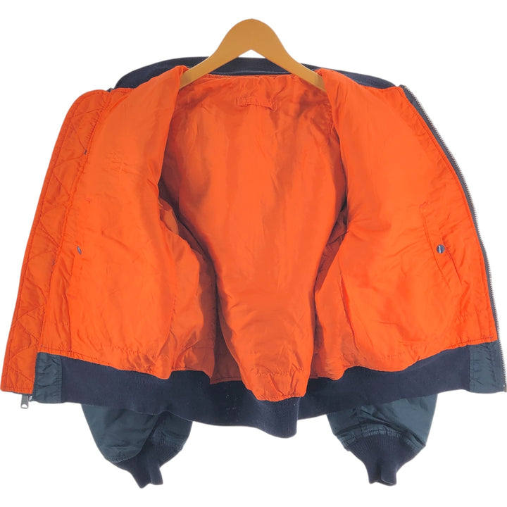 Civilian Alpha MA-1 Type Military Flight Jacket Made in USA Men's XL Nylon navy blue type Vintage Second Hand
