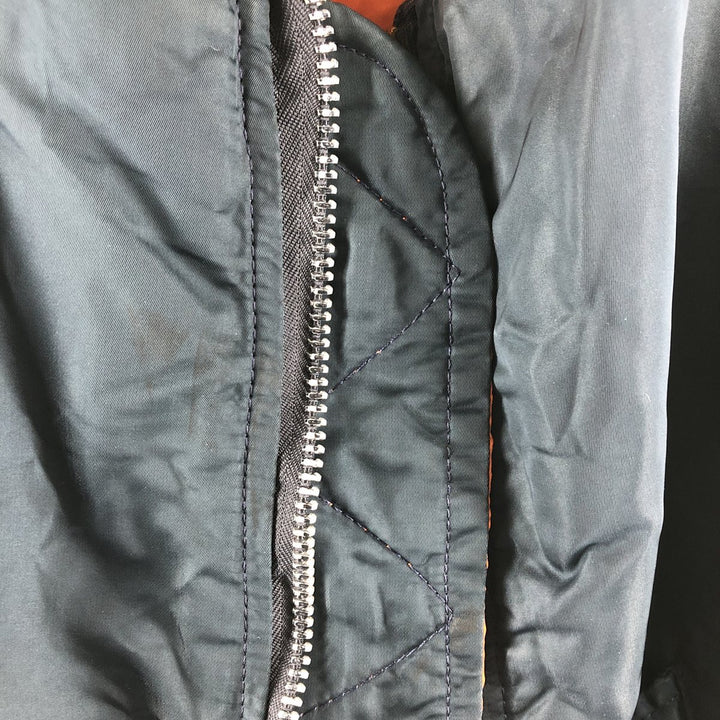 Civilian Alpha MA-1 Type Military Flight Jacket Made in USA Men's XL Nylon navy blue type Vintage Second Hand