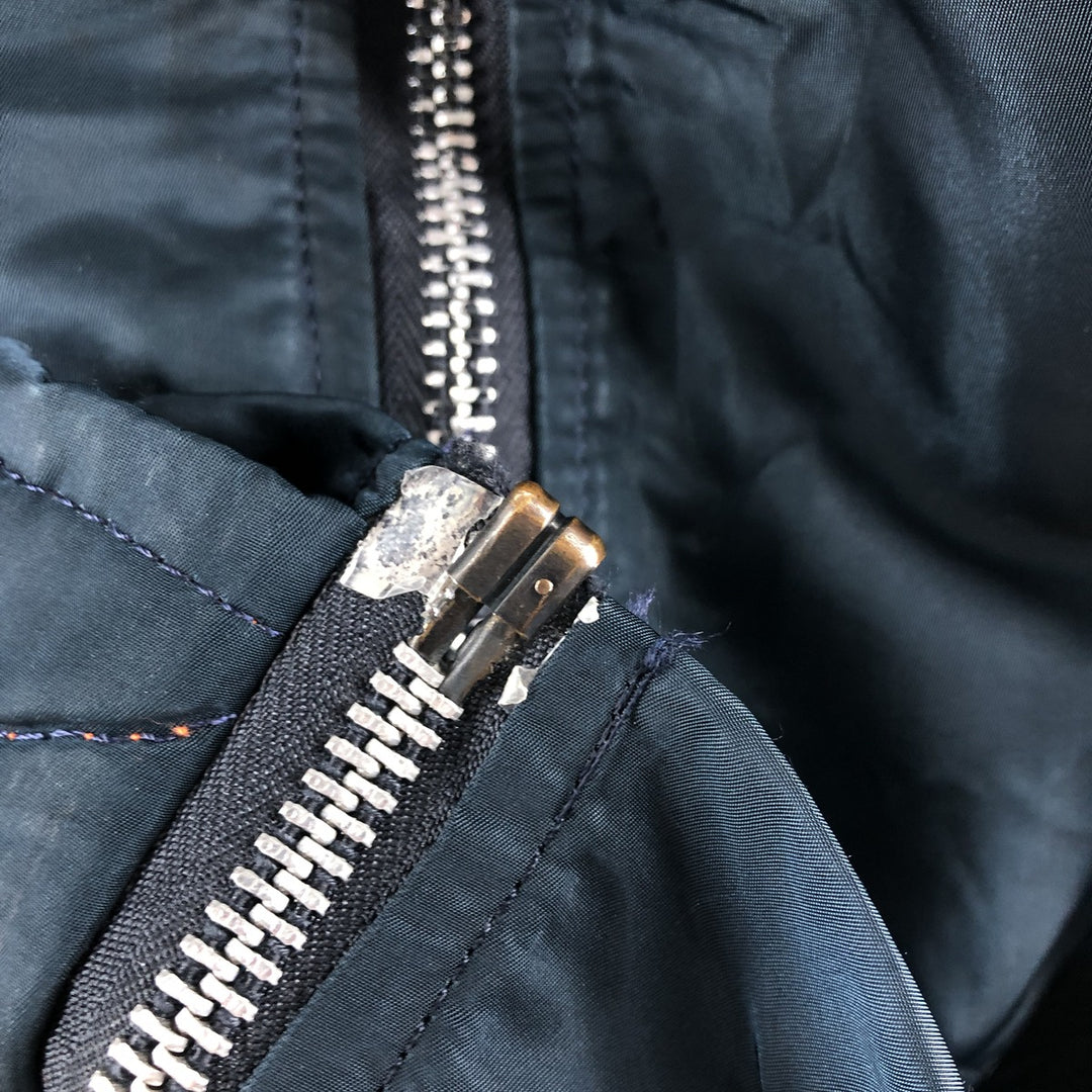 Civilian Alpha MA-1 Type Military Flight Jacket Made in USA Men's XL Nylon navy blue type Vintage Second Hand