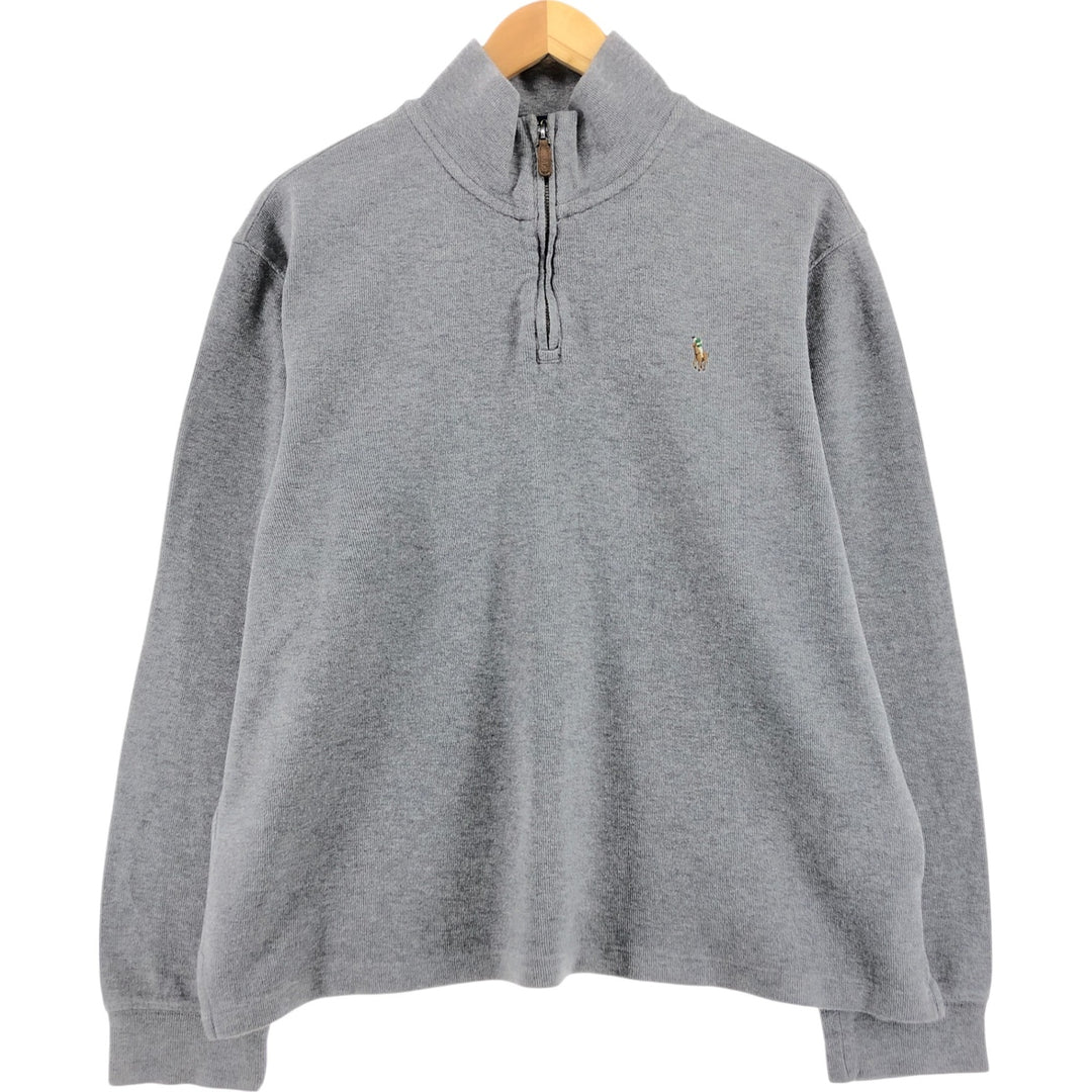 Ralph Lauren POLO RALPH LAUREN Half-zip sweatshirt, sweatshirt, men's size L cotton gray type Vintage Second Hand