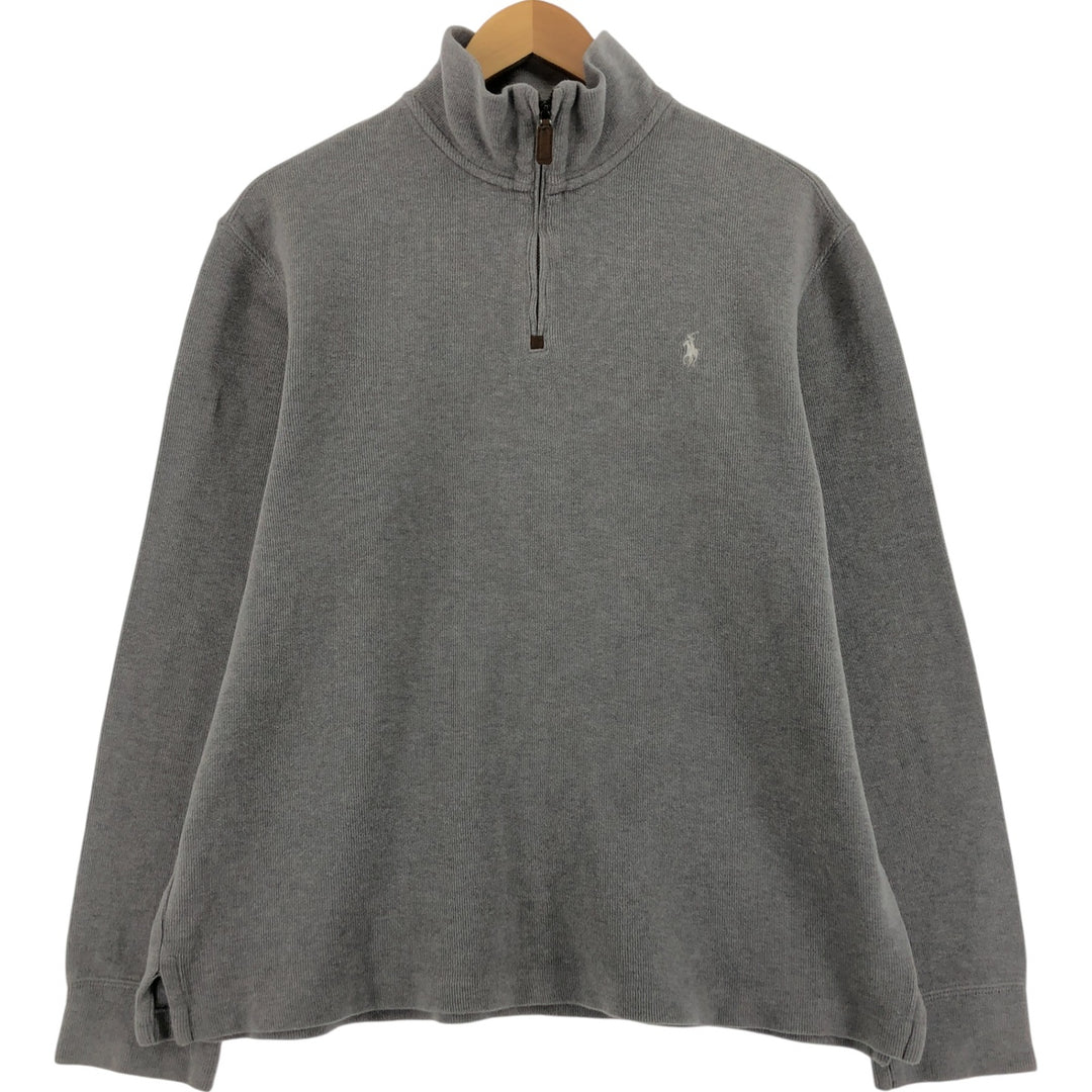 Ralph Lauren POLO by Ralph Lauren Half-Zip Sweatshirt, Men's Size L cotton gray type Vintage Second Hand