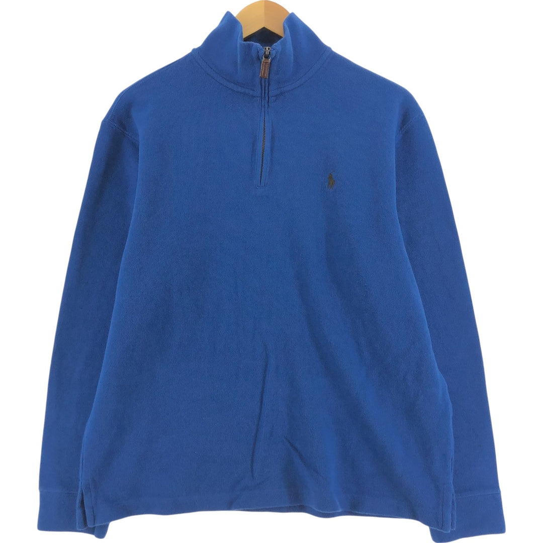 Ralph Lauren POLO by Ralph Lauren Half-Zip Sweatshirt, Men's Size L cotton blue type Vintage Second Hand
