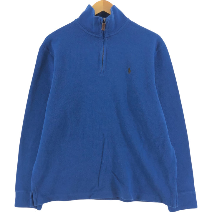 Ralph Lauren POLO by Ralph Lauren Half-Zip Sweatshirt, Men's Size L cotton blue type Vintage Second Hand