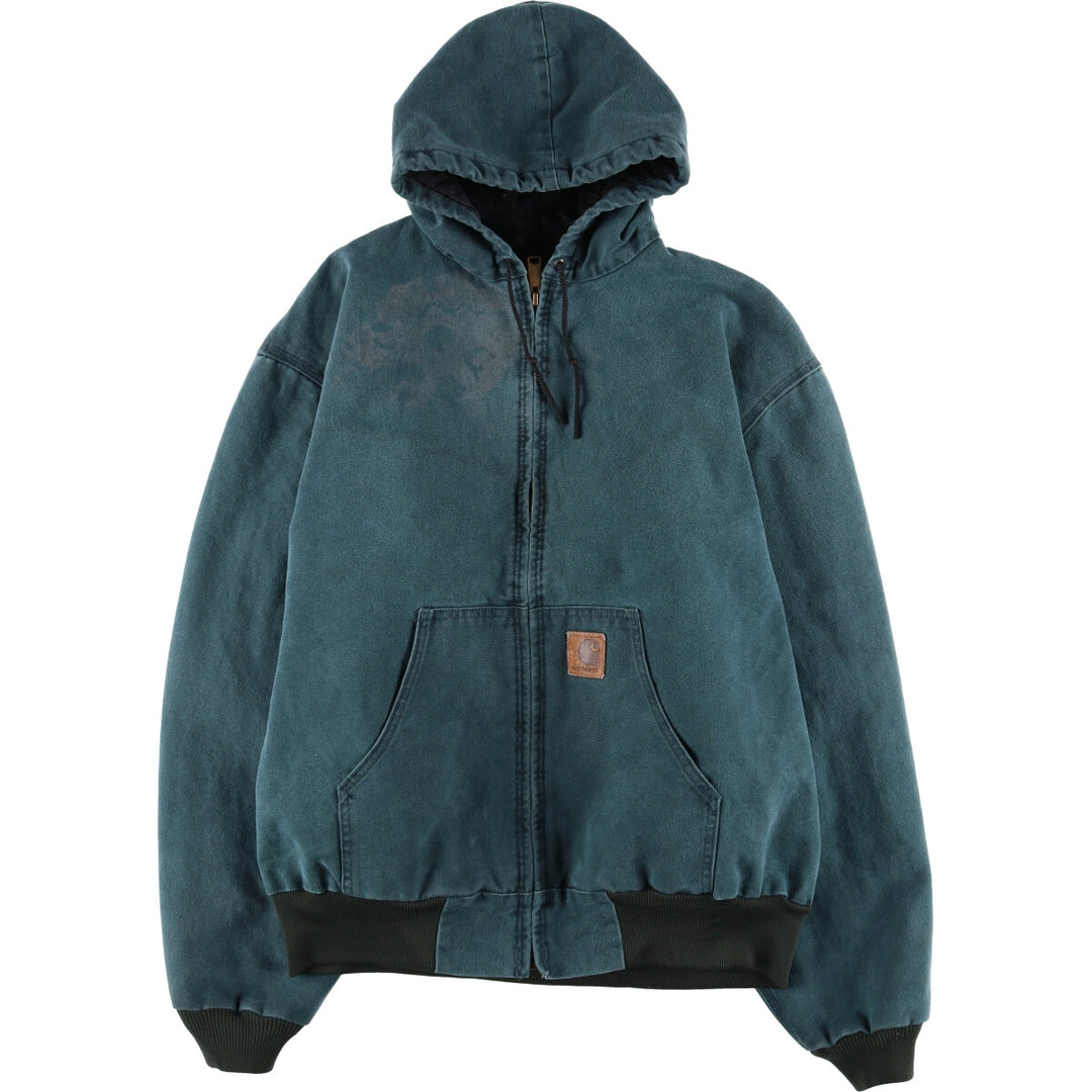 80s-90'S Carhartt Active Jacket, Padded Duck Full Zip Hoodie, Made in USA, Men's XL, Vintage /eaa515788