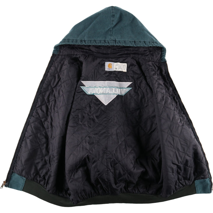 80s-90'S Carhartt Active Jacket, Padded Duck Full Zip Hoodie, Made in USA, Men's XL, Vintage /eaa515788