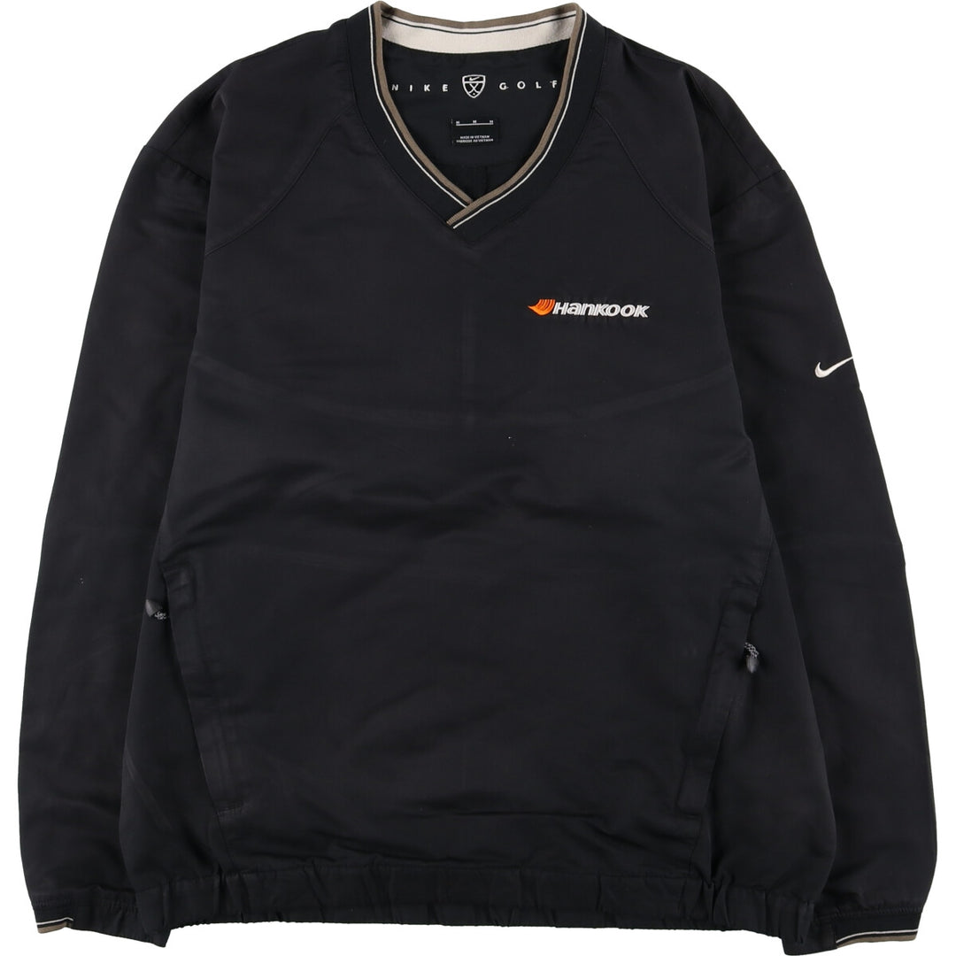 2000'S Nike Golf Hankook V-neck warm-up pullover, men's size M polyester black type Vintage Second Hand