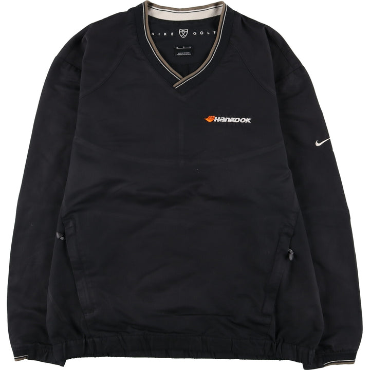 2000'S Nike Golf Hankook V-neck warm-up pullover, men's size M polyester black type Vintage Second Hand