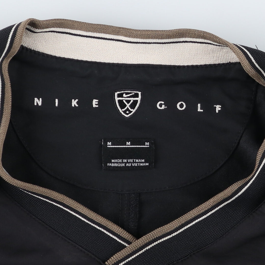 2000'S Nike Golf Hankook V-neck warm-up pullover, men's size M polyester black type Vintage Second Hand