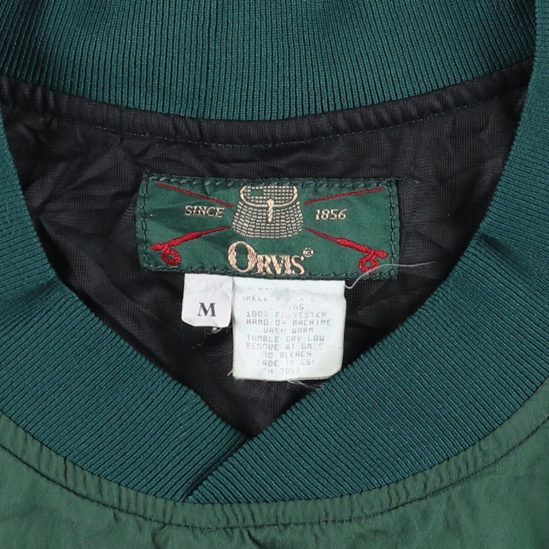 90'S Orvis V-neck warm-up pullover, Made in USA, Men's size M, Vintage unclear Khaki type Vintage Second Hand