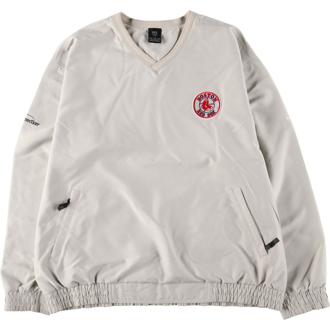 2000'S Nike Golf MLB Boston Red Sox V-Neck Warm-Up Pullover, Men's Size XL polyester Beige type Vintage Second Hand