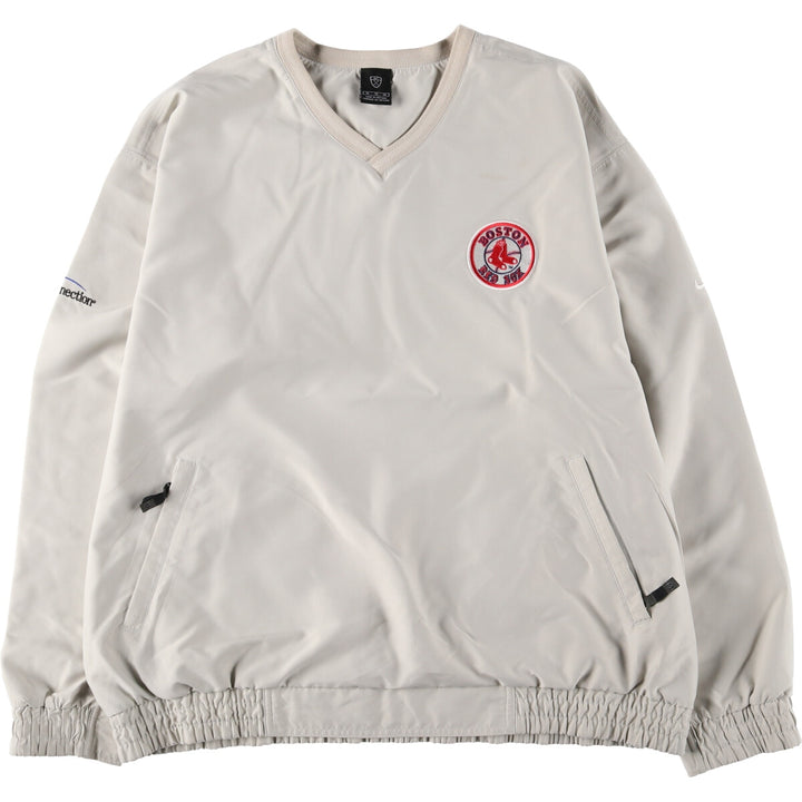 2000'S Nike Golf MLB Boston Red Sox V-Neck Warm-Up Pullover, Men's Size XL polyester Beige type Vintage Second Hand