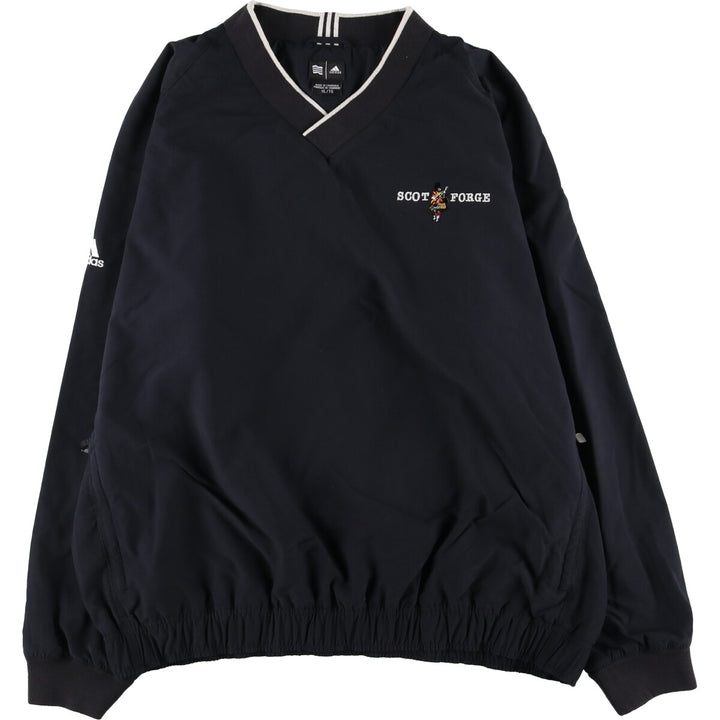 2000'S adidas CLIMAPROOF V-neck warm-up pullover, men's size XL polyester black type Vintage Second Hand