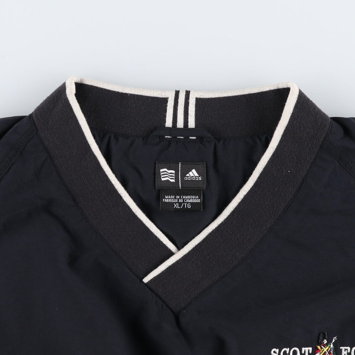 2000'S adidas CLIMAPROOF V-neck warm-up pullover, men's size XL polyester black type Vintage Second Hand