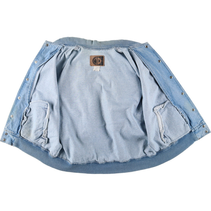 90'S International Denim Back Print Wolf Pattern Denim Varsity Jacket Made in Canada Men's M size /eaa515866