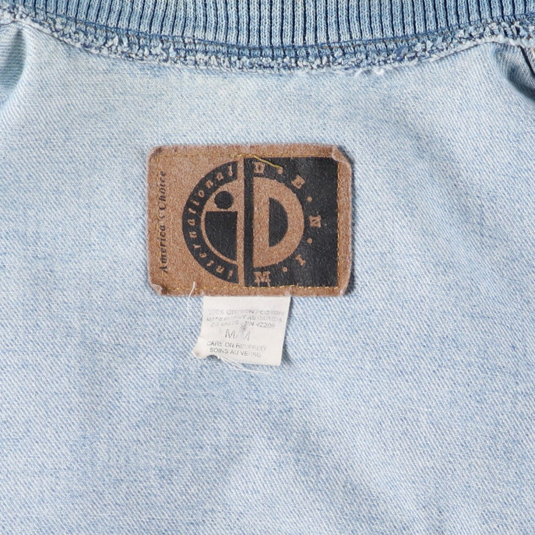 90'S International Denim Back Print Wolf Pattern Denim Varsity Jacket Made in Canada Men's M size /eaa515866