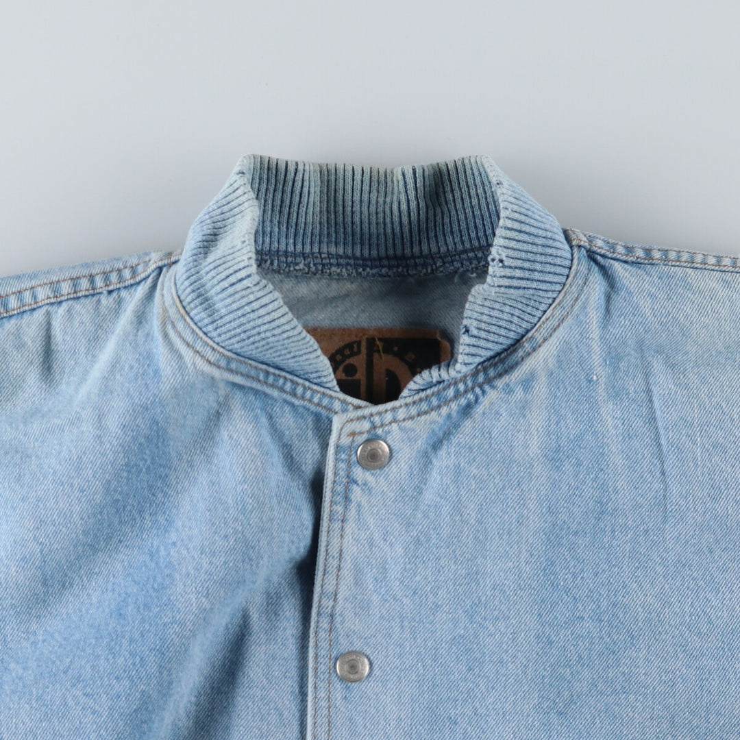 90'S International Denim Back Print Wolf Pattern Denim Varsity Jacket Made in Canada Men's M size /eaa515866