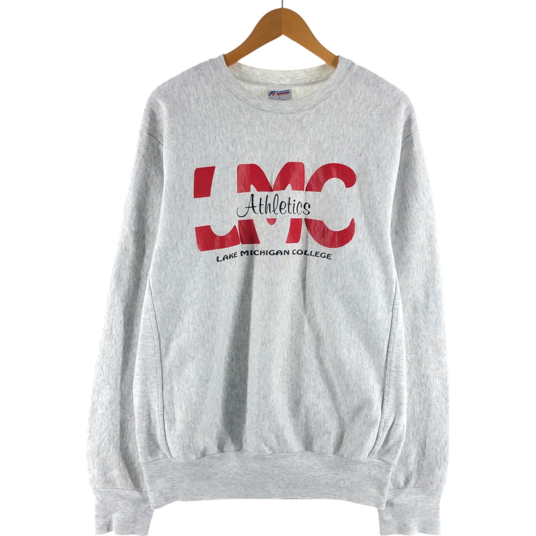 Vintage 90'S college sweatshirt, made in the USA, size L, men's polyester gray type Vintage Second Hand
