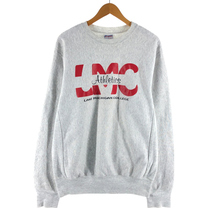 Vintage 90'S college sweatshirt, made in the USA, size L, men's polyester gray type Vintage Second Hand