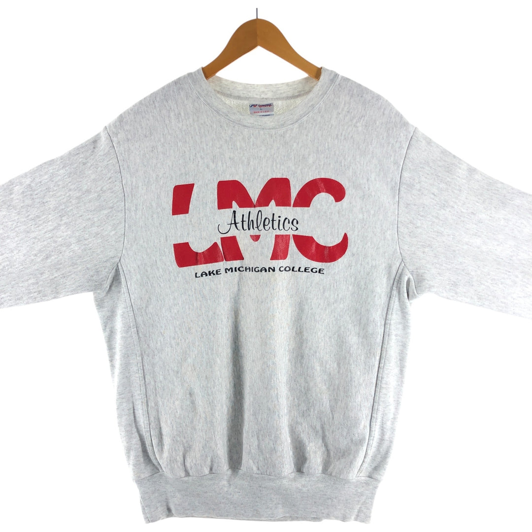 Vintage 90'S college sweatshirt, made in the USA, size L, men's polyester gray type Vintage Second Hand