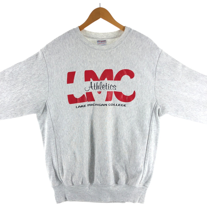 Vintage 90'S college sweatshirt, made in the USA, size L, men's polyester gray type Vintage Second Hand