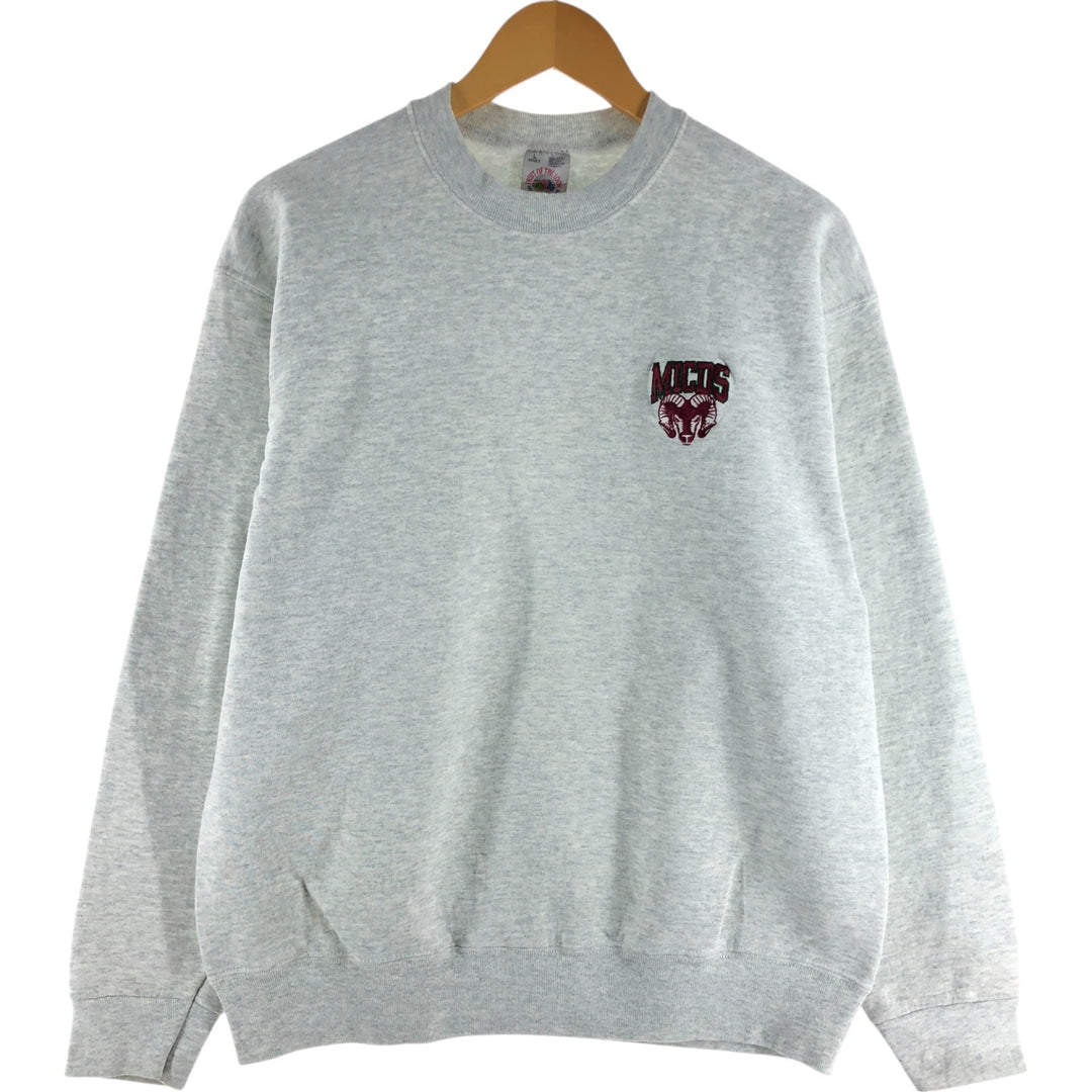 90'S Fruit of the Loom College Sweatshirt, Made in USA, Men's Size L, Vintage cotton gray type Vintage Second Hand