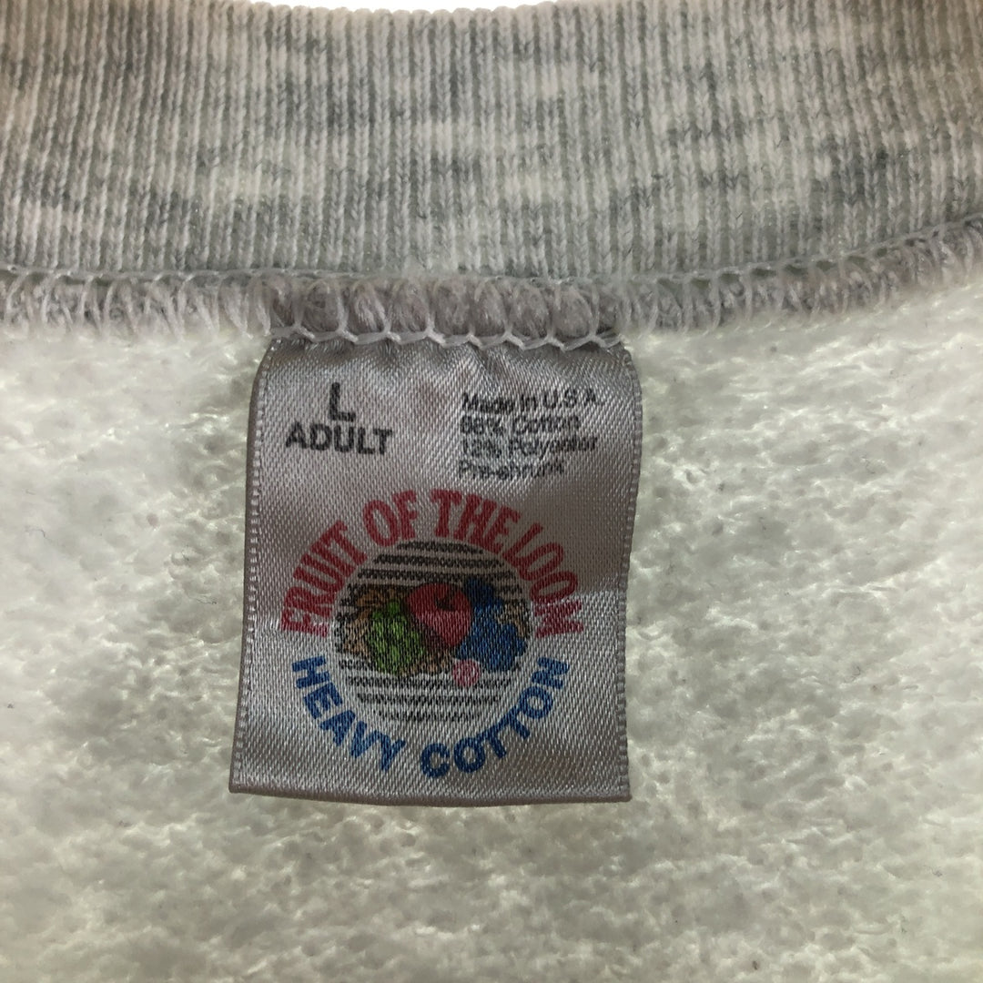 90'S Fruit of the Loom College Sweatshirt, Made in USA, Men's Size L, Vintage cotton gray type Vintage Second Hand