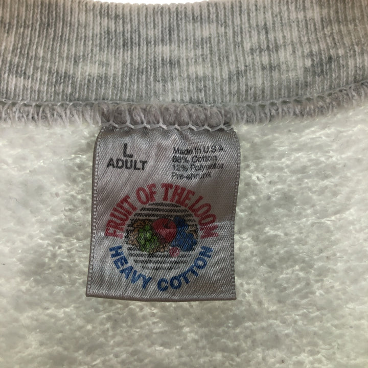 90'S Fruit of the Loom College Sweatshirt, Made in USA, Men's Size L, Vintage cotton gray type Vintage Second Hand