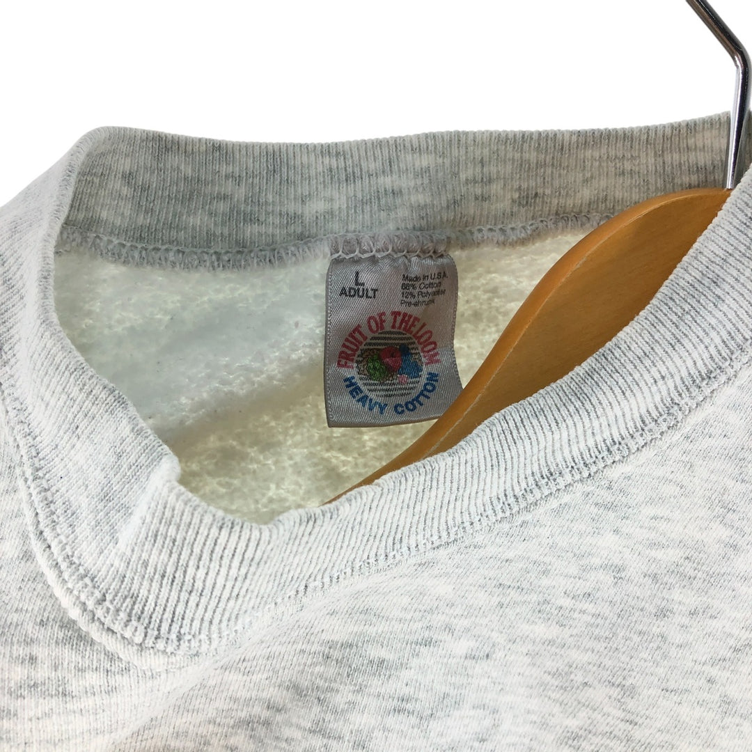 90'S Fruit of the Loom College Sweatshirt, Made in USA, Men's Size L, Vintage cotton gray type Vintage Second Hand