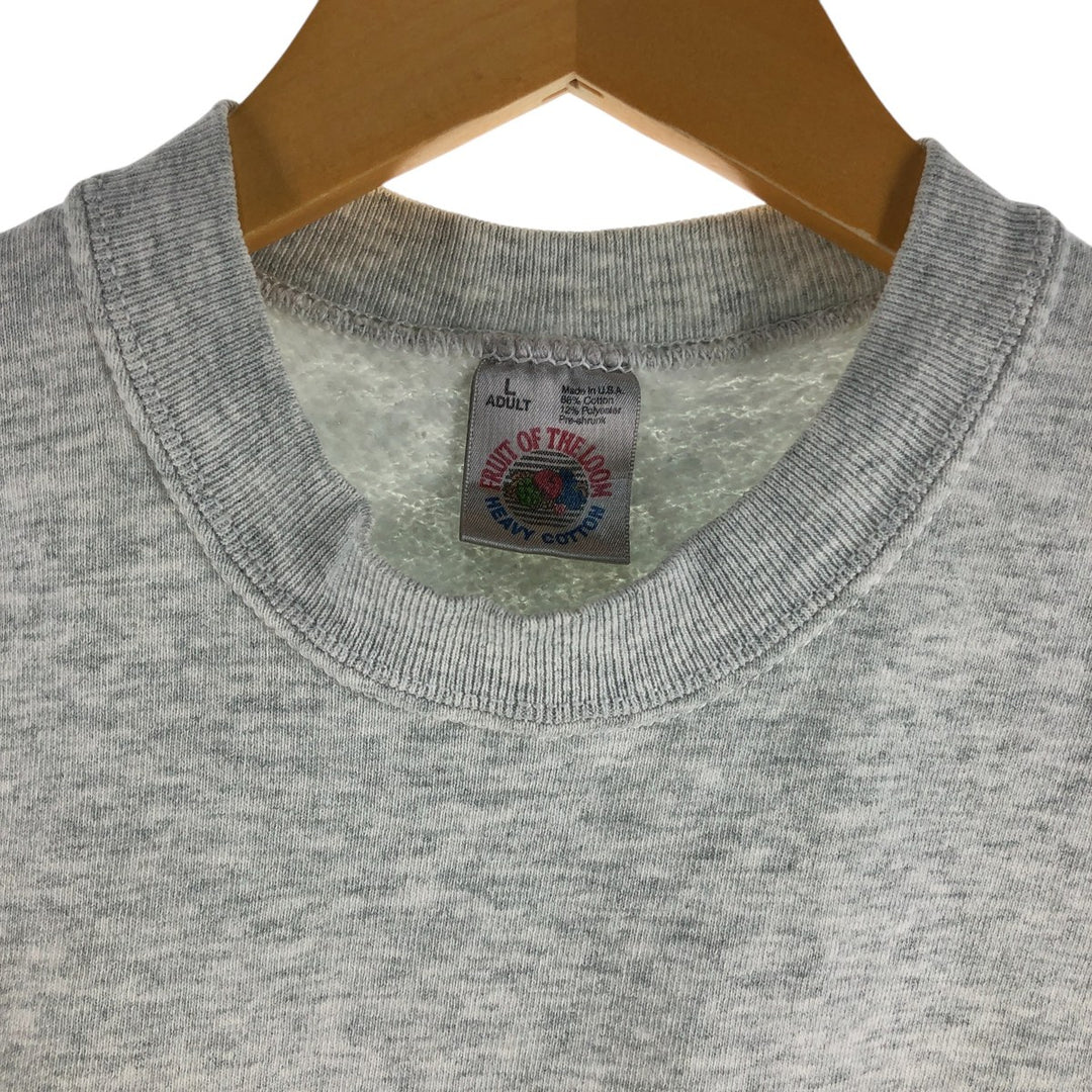 90'S Fruit of the Loom College Sweatshirt, Made in USA, Men's Size L, Vintage cotton gray type Vintage Second Hand