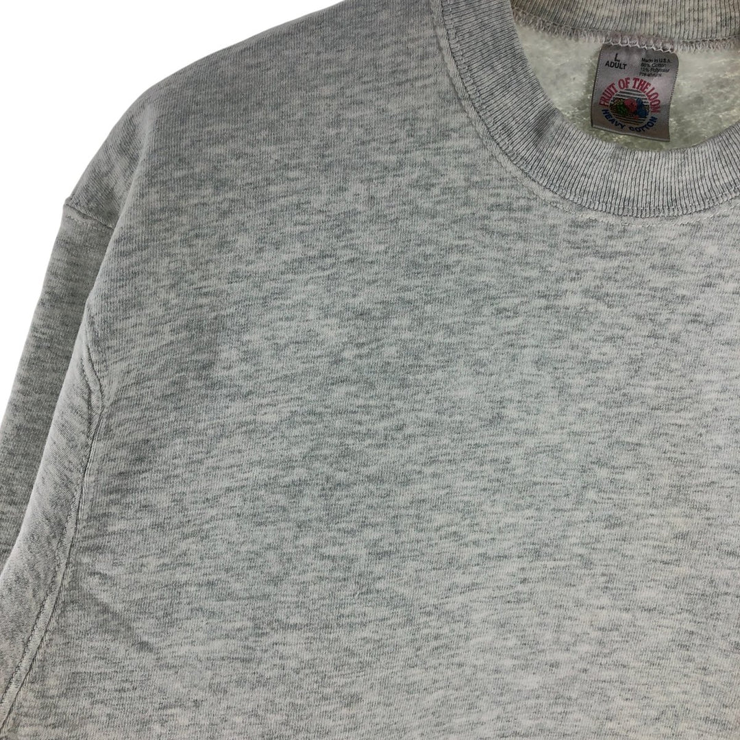 90'S Fruit of the Loom College Sweatshirt, Made in USA, Men's Size L, Vintage cotton gray type Vintage Second Hand