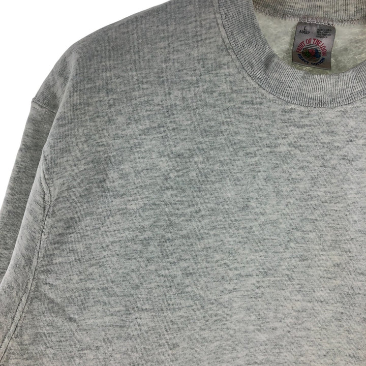 90'S Fruit of the Loom College Sweatshirt, Made in USA, Men's Size L, Vintage cotton gray type Vintage Second Hand