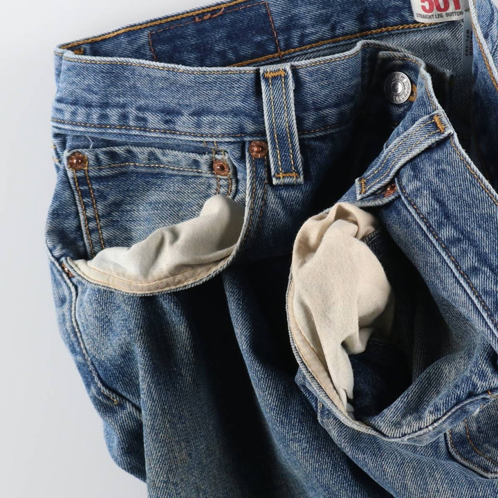 Levi's 501 straight denim pants for men, size W33 cotton blue type Vintage Second Hand