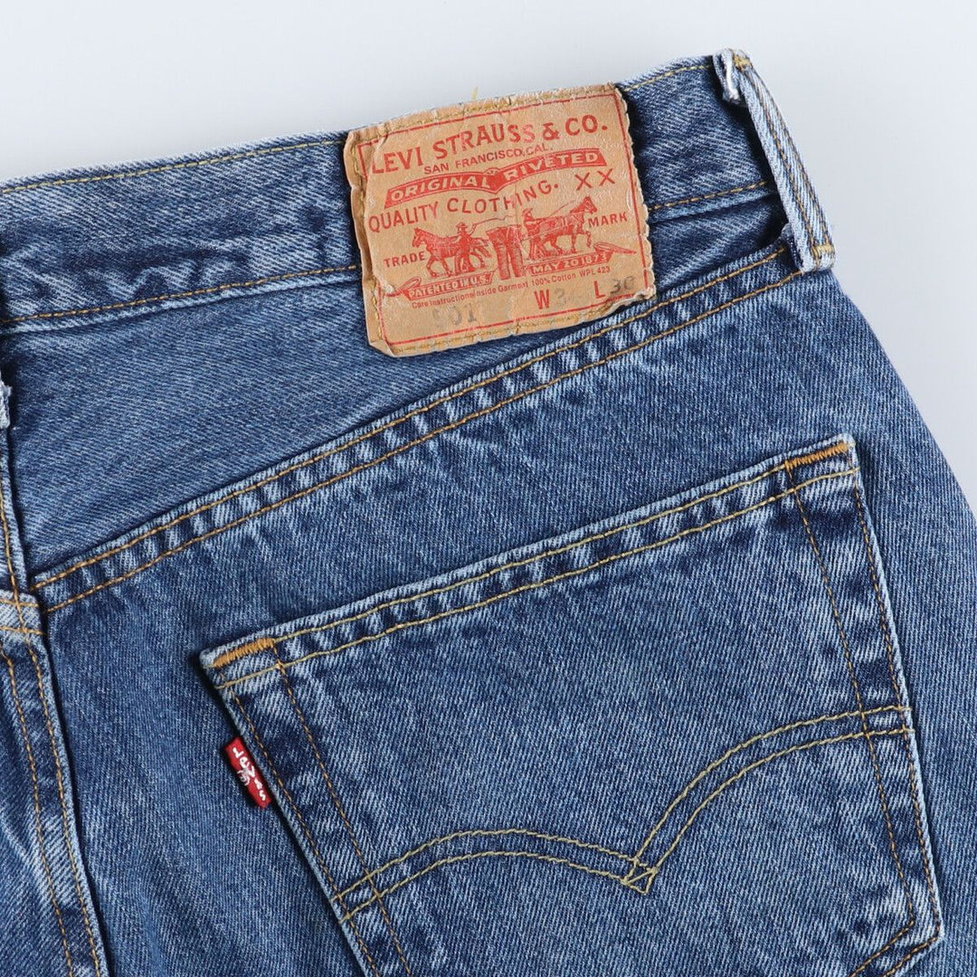 Levi's 501 straight denim pants for men, size W34 cotton blue type Vintage Second Hand