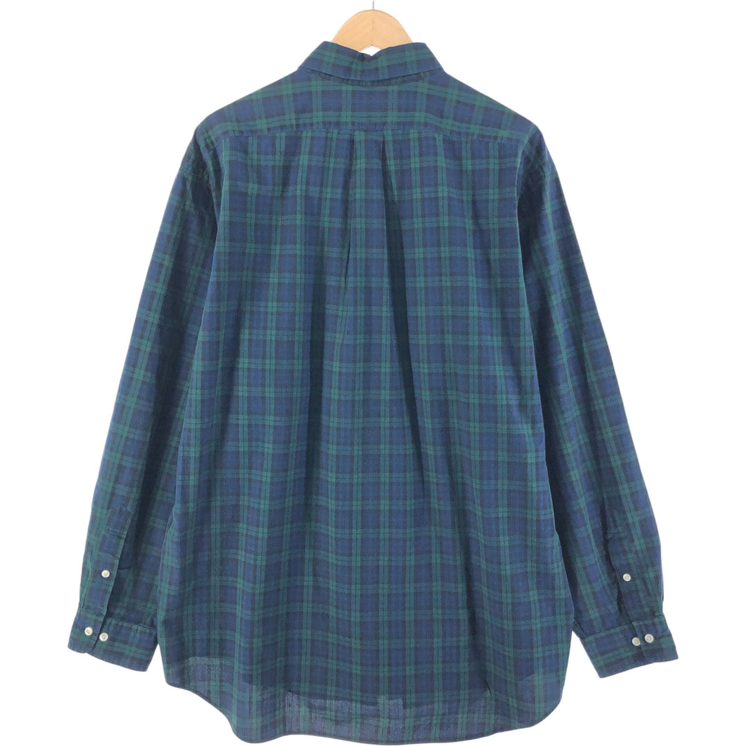 Ralph Lauren YARMOUTH Long Sleeve Button Down Check Shirt Men's XL cotton navy blue type Vintage Second Hand