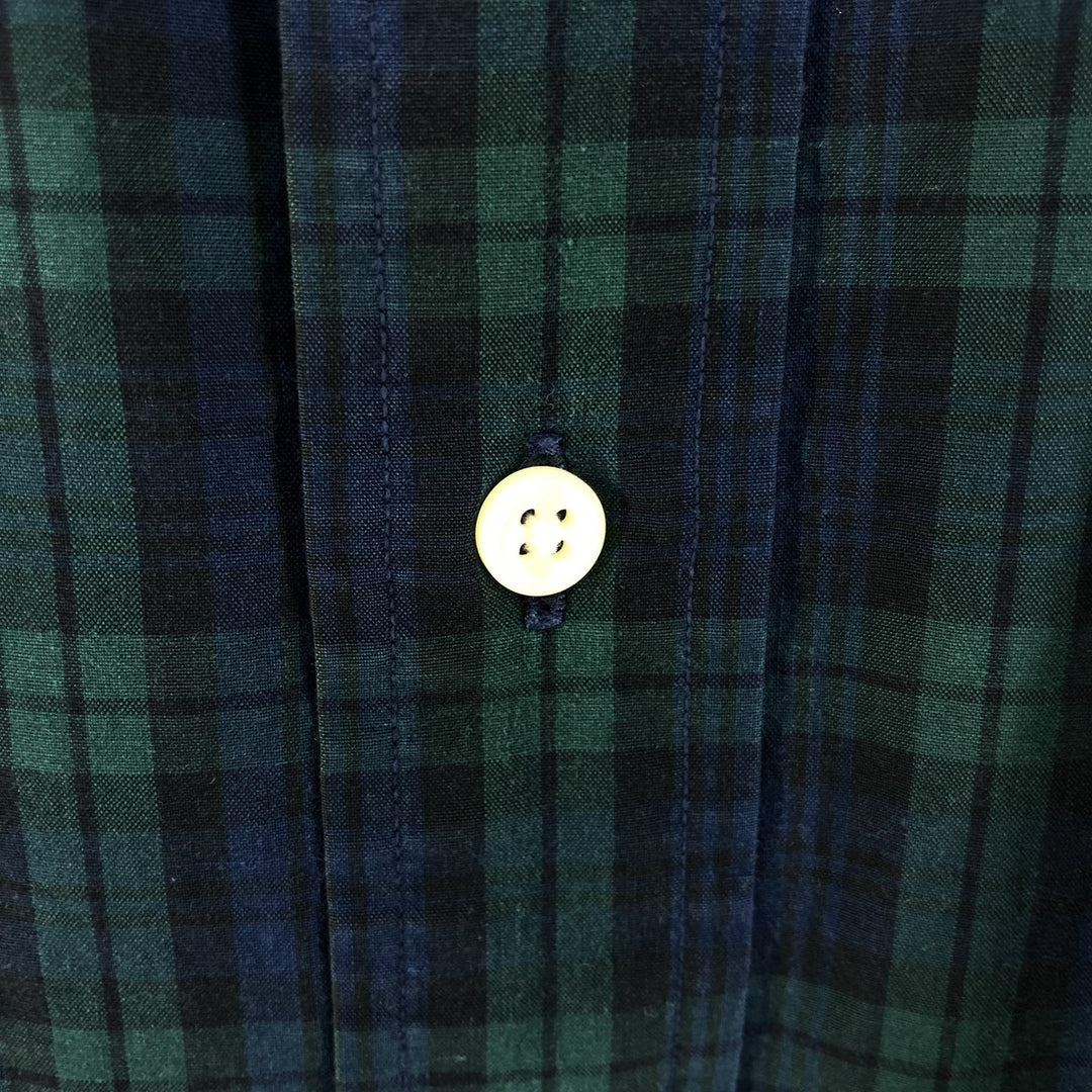 Ralph Lauren YARMOUTH Long Sleeve Button Down Check Shirt Men's XL cotton navy blue type Vintage Second Hand