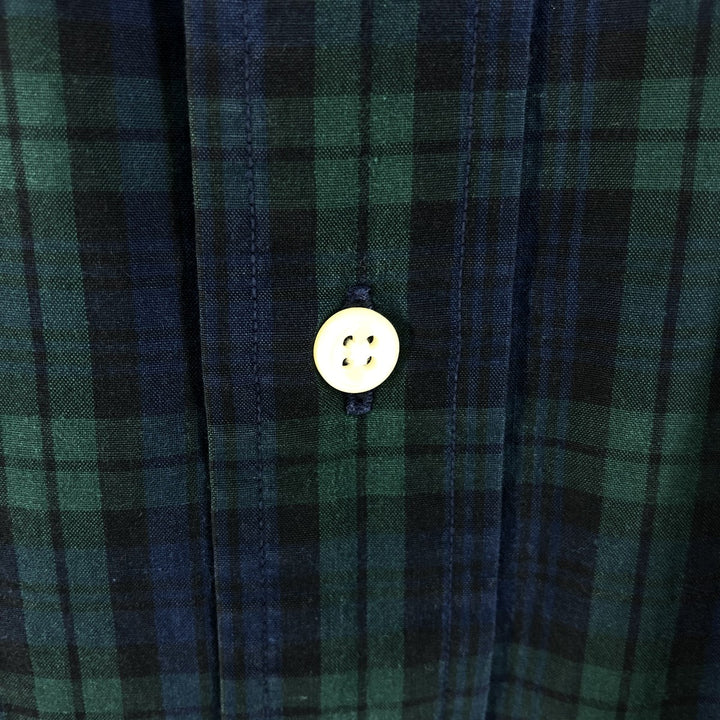 Ralph Lauren YARMOUTH Long Sleeve Button Down Check Shirt Men's XL cotton navy blue type Vintage Second Hand