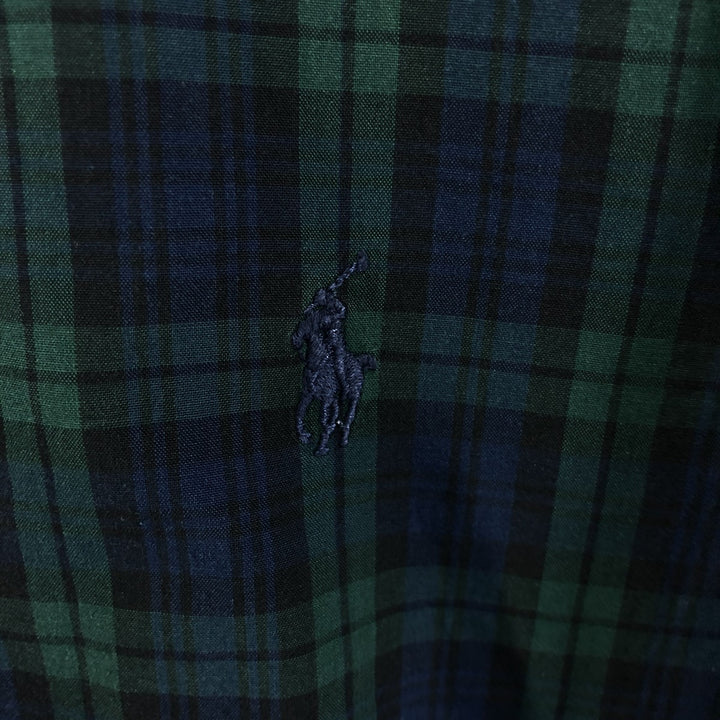 Ralph Lauren YARMOUTH Long Sleeve Button Down Check Shirt Men's XL cotton navy blue type Vintage Second Hand
