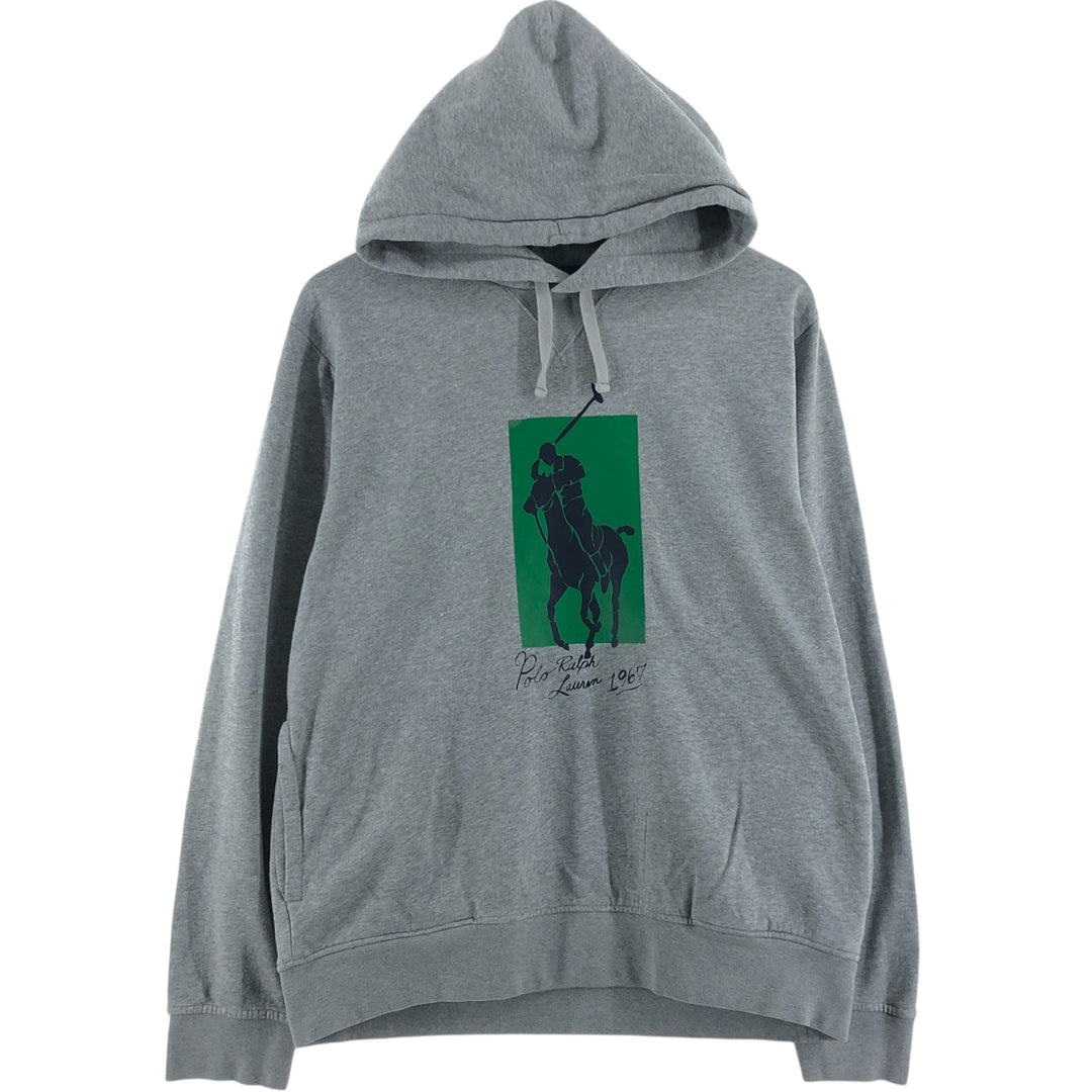 Ralph Lauren POLO RALPH LAUREN sweatshirt pullover hoodie, men's size L cotton gray type Vintage Second Hand