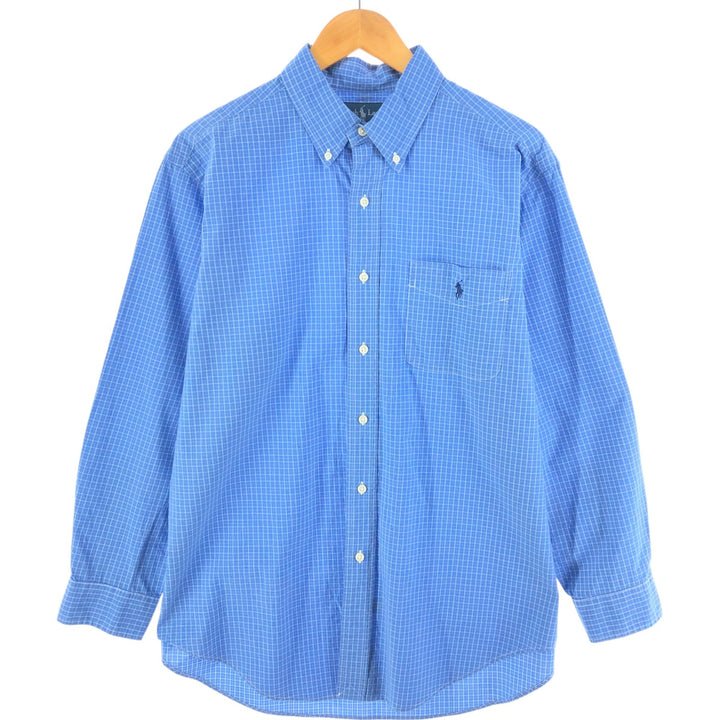 Ralph Lauren Classic Fit Long Sleeve Button Down Check Shirt, Men's Size L cotton Blue type light blue Vintage Second Hand