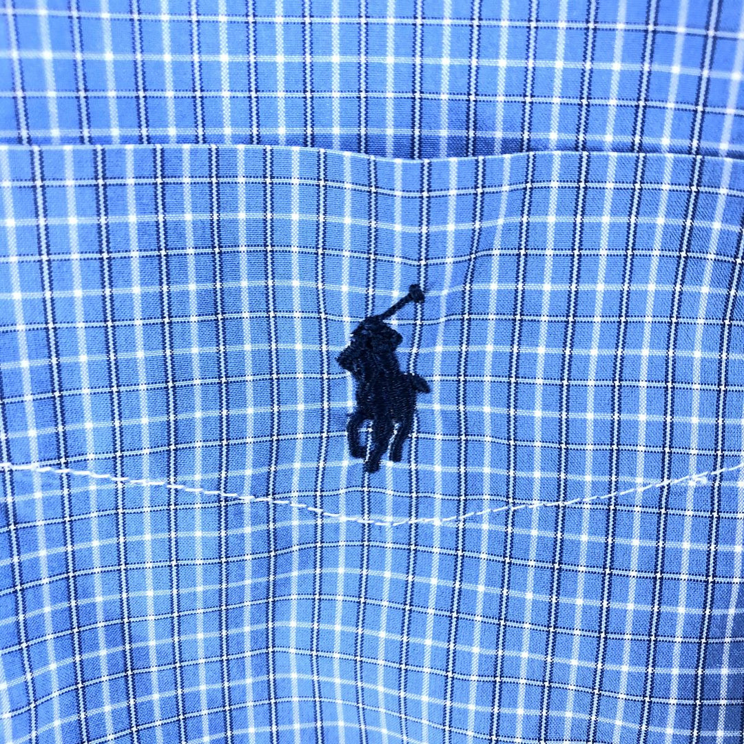 Ralph Lauren Classic Fit Long Sleeve Button Down Check Shirt, Men's Size L cotton Blue type light blue Vintage Second Hand