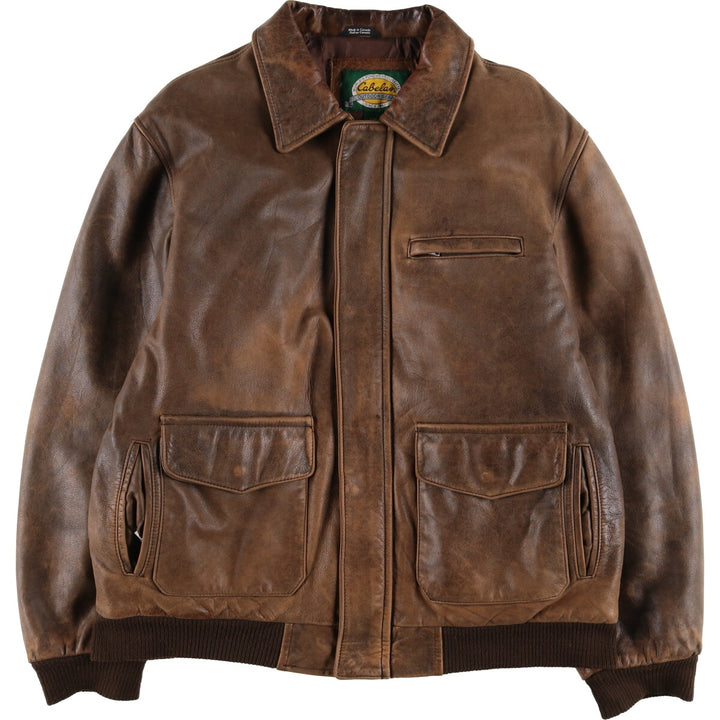 90s~00'S Cabelas Leather Flight Jacket Made in Canada Men's XL /eaa520461